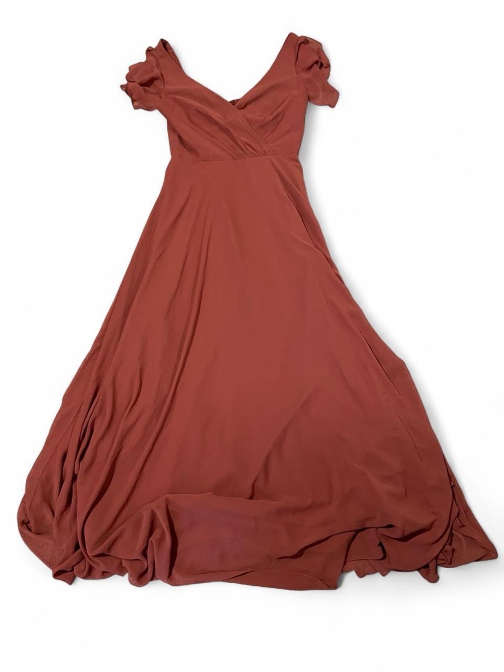 Women’s Rust Maxi Dress with Flutter Sleeves